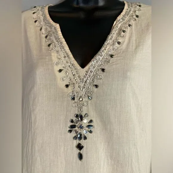 Studio Spa lightweight rhinestone ombre tunic top - Picture 3 of 10